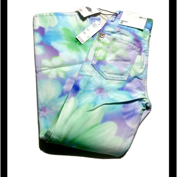 BDG Womens 24” High-Waisted Floral Print Wide-Leg Jeans Pastel - Picture 6 of 16